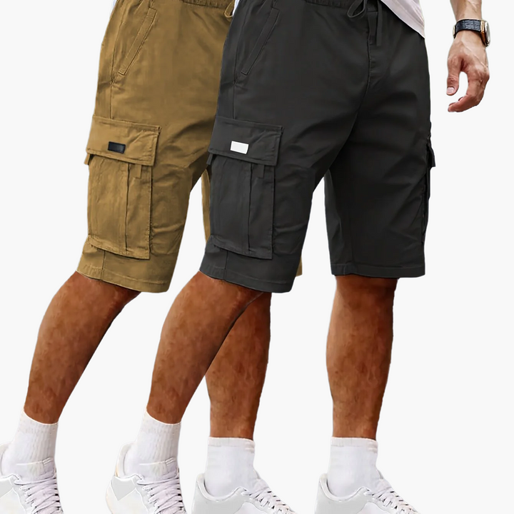 Herren-Cargoshorts im 2er-Pack mit Taschen, bequeme Passform