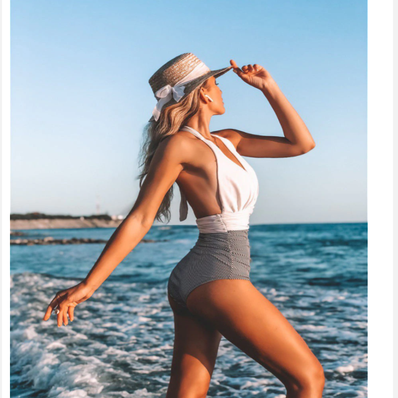 Damen Einteiler Sexy Faltiger Sommer Strandanzug aus Synthetik