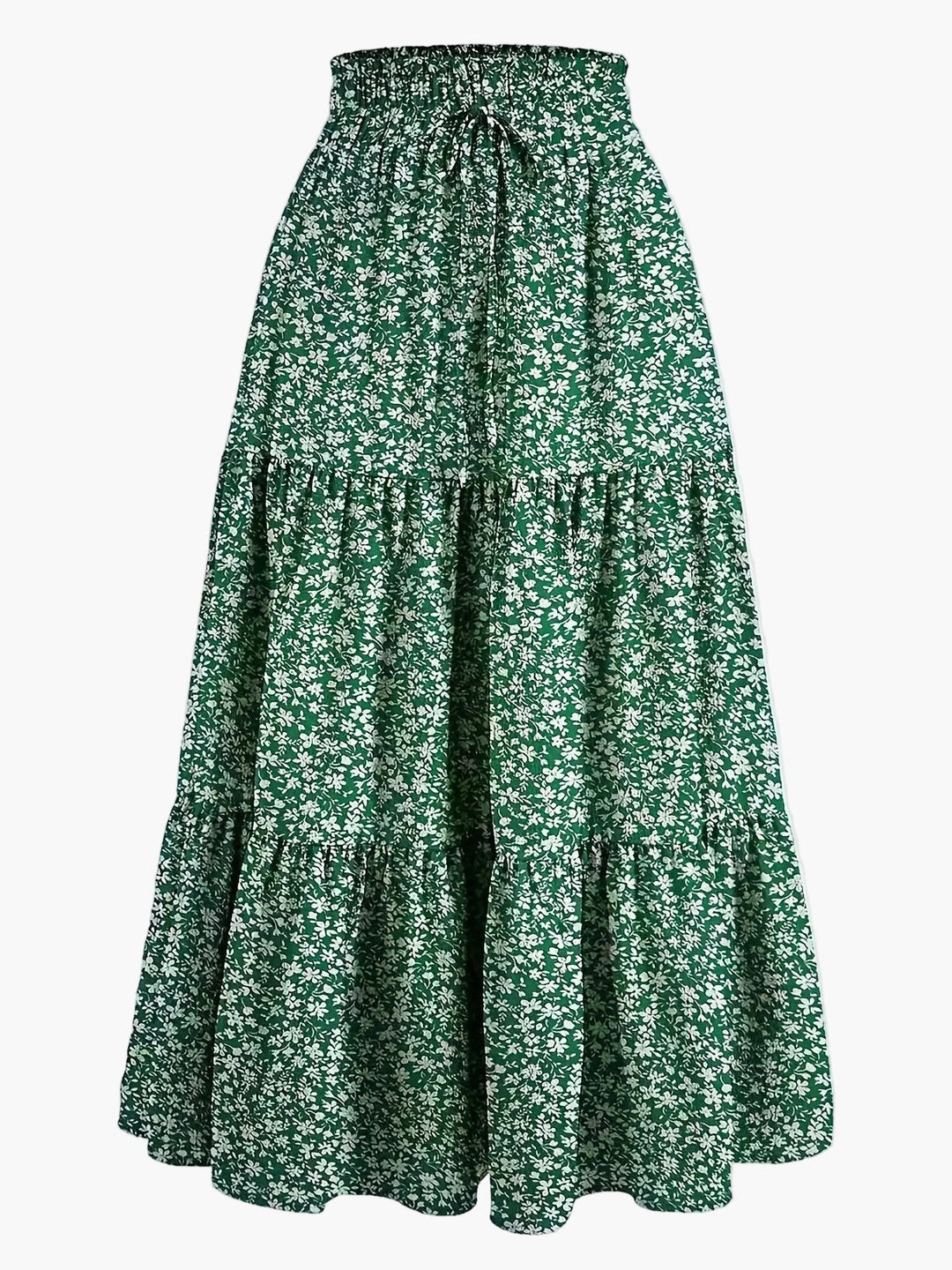 Damenrock mit Smockbund Eleganter Alltagsstil Midi Volantrock