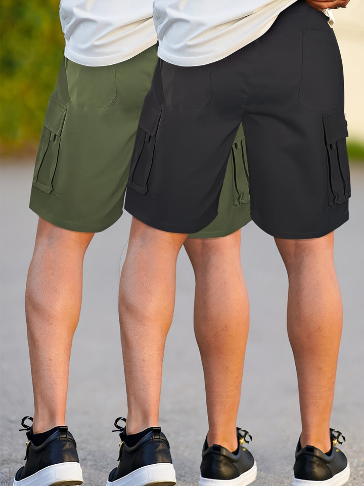Herren-Cargoshorts im 2er-Pack mit Taschen, bequeme Passform