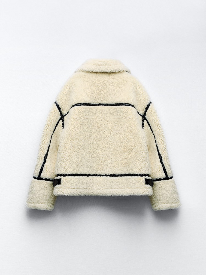 Fabienne | Teddyjacke superweiche weiße Fleecejacke für Damen