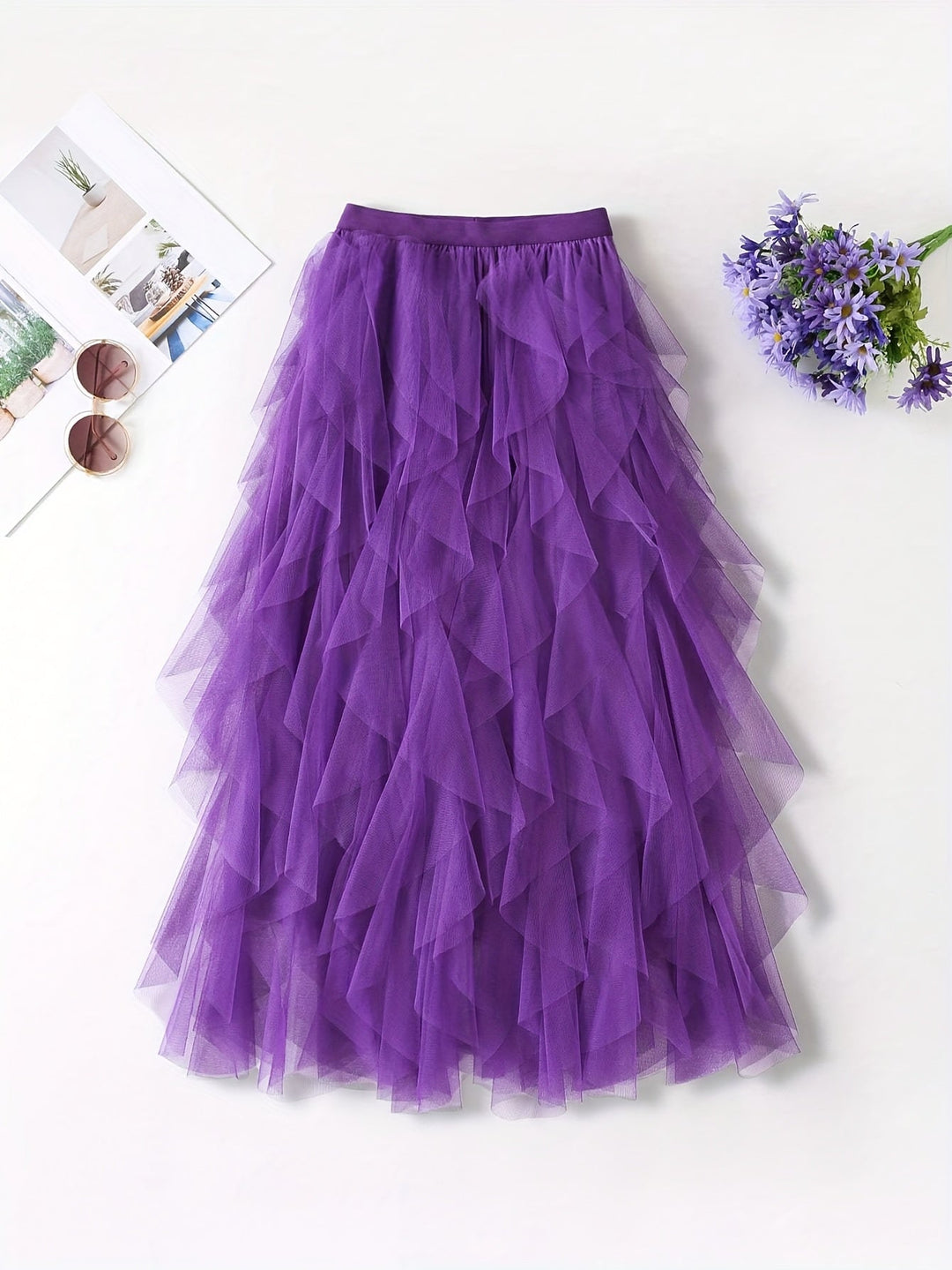 Damenrock Elegante Mehrlagige Volant Romantisches Festkleid