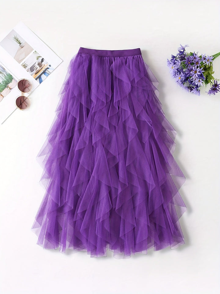 Damenrock Elegante Mehrlagige Volant Romantisches Festkleid