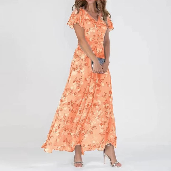 Elegante Blumen Chiffon Kleid - Camille