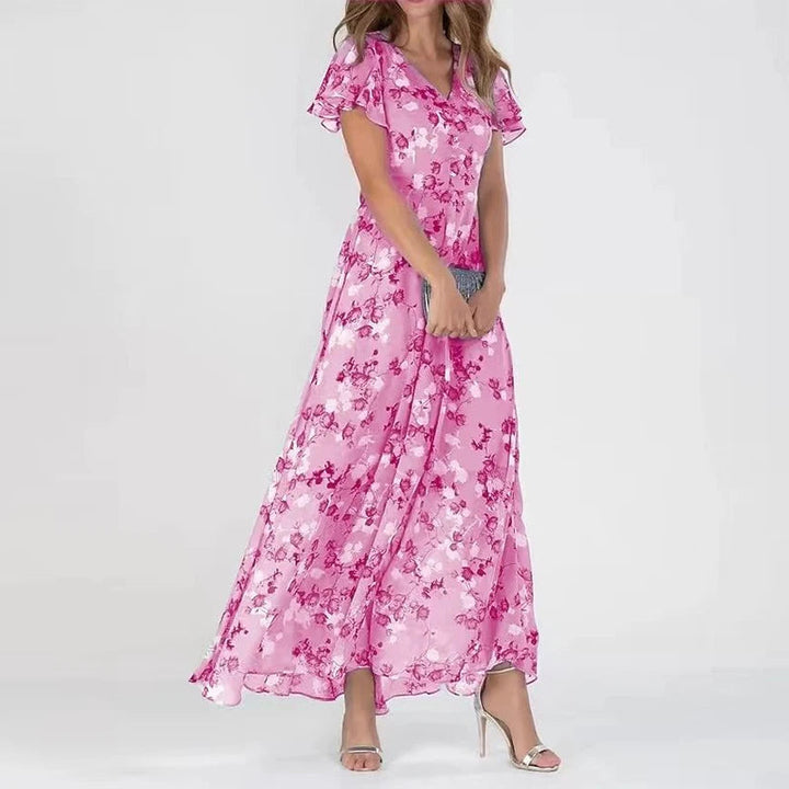 Elegante Blumen Chiffon Kleid - Camille