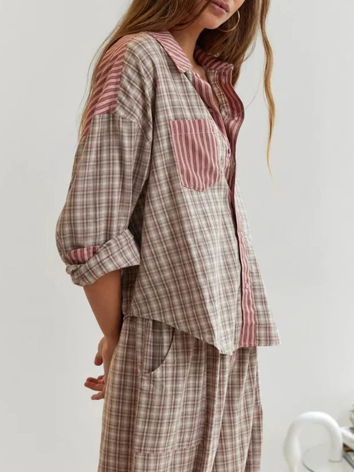 Fenella | Übergroßes Pyjama-Set mit Knopfleiste für Damen