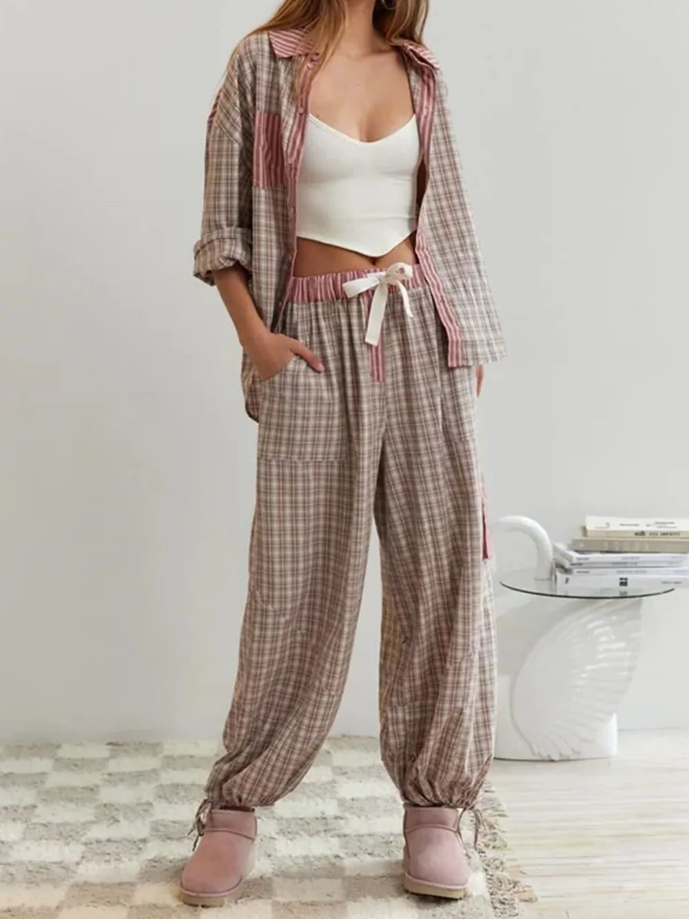 Fenella | Übergroßes Pyjama-Set mit Knopfleiste für Damen