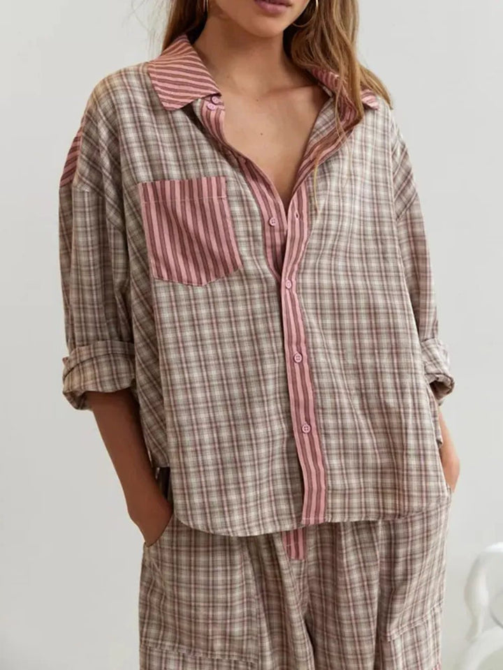 Fenella | Übergroßes Pyjama-Set mit Knopfleiste für Damen