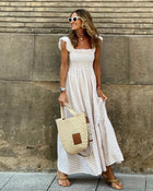 Fiona | Damen Smocked Gingham Maxikleid