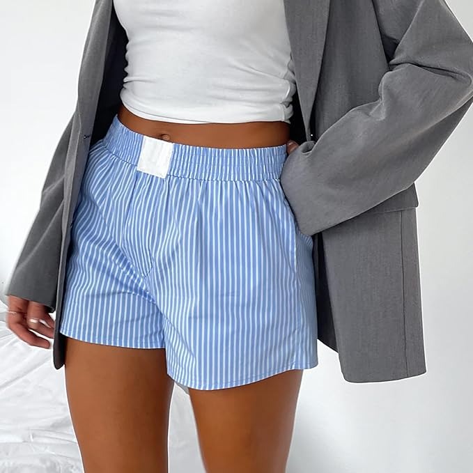 Elastischer Freizeitshort mit Streifenmuster für Frauen | Ideal für Zuhause oder lässige Ausflüge