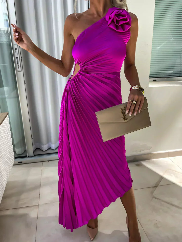 Midi Kleid für Frauen - Rosen Detail - A-Linie