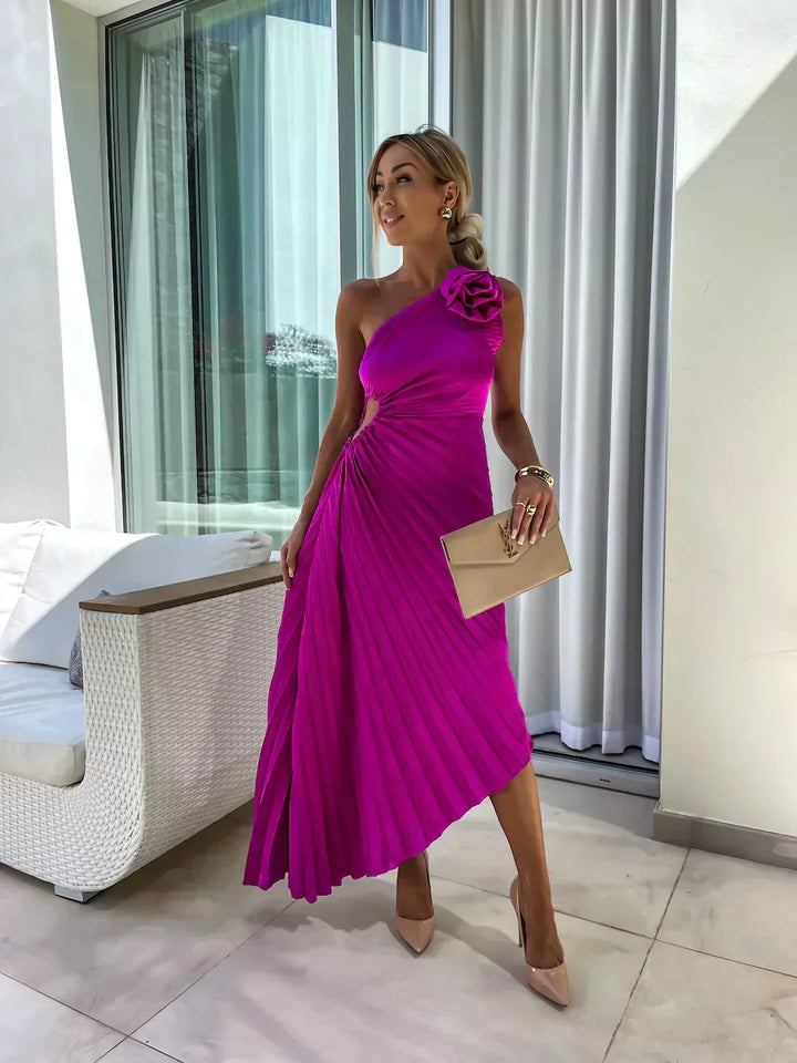Midi Kleid für Frauen - Rosen Detail - A-Linie