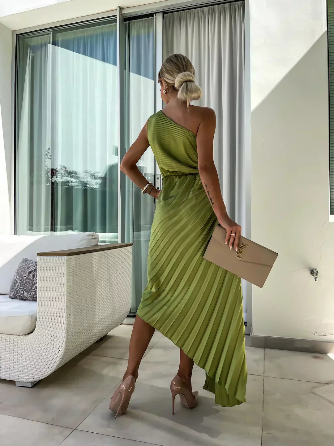 Midi Kleid für Frauen - Rosen Detail - A-Linie