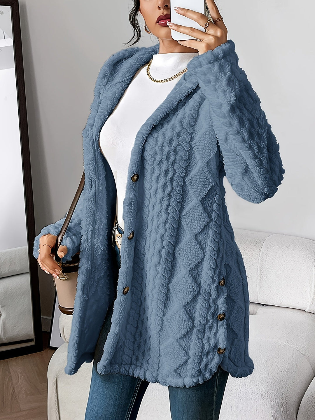 Strickjacke für Damen mit Kapuze im lässigen Stil