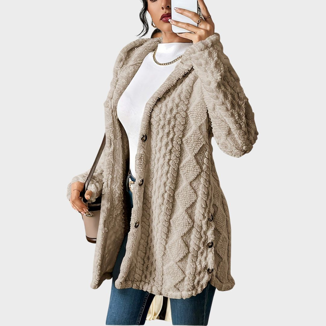Strickjacke für Damen mit Kapuze im lässigen Stil