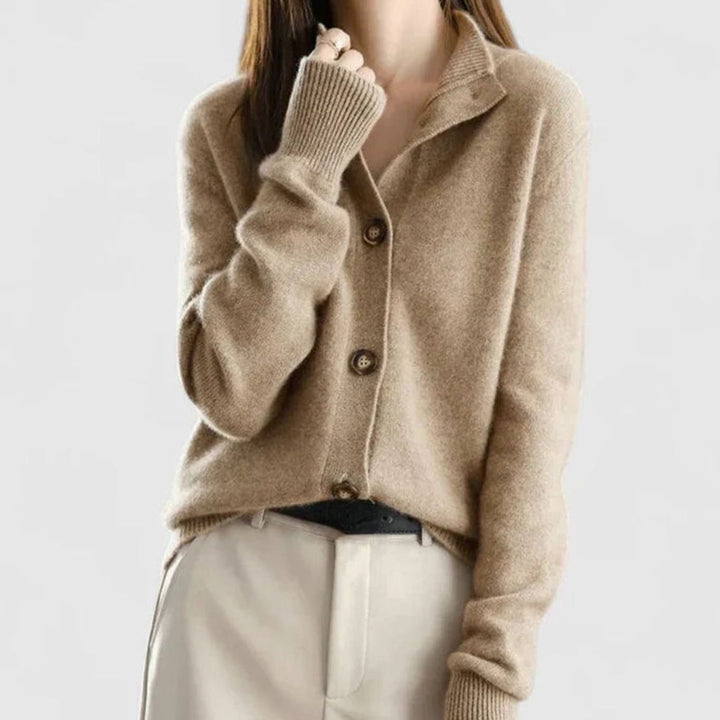 Strickjacke für Damen mit Kragen und Knopfverschluss