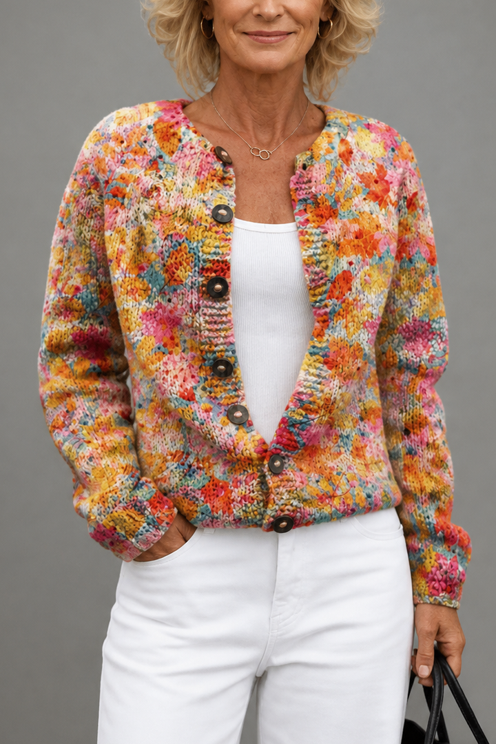 Strickjacke mit Blumenmuster