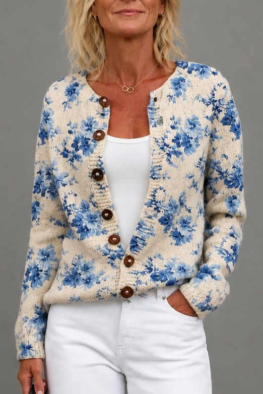 Strickjacke mit Blumenmuster