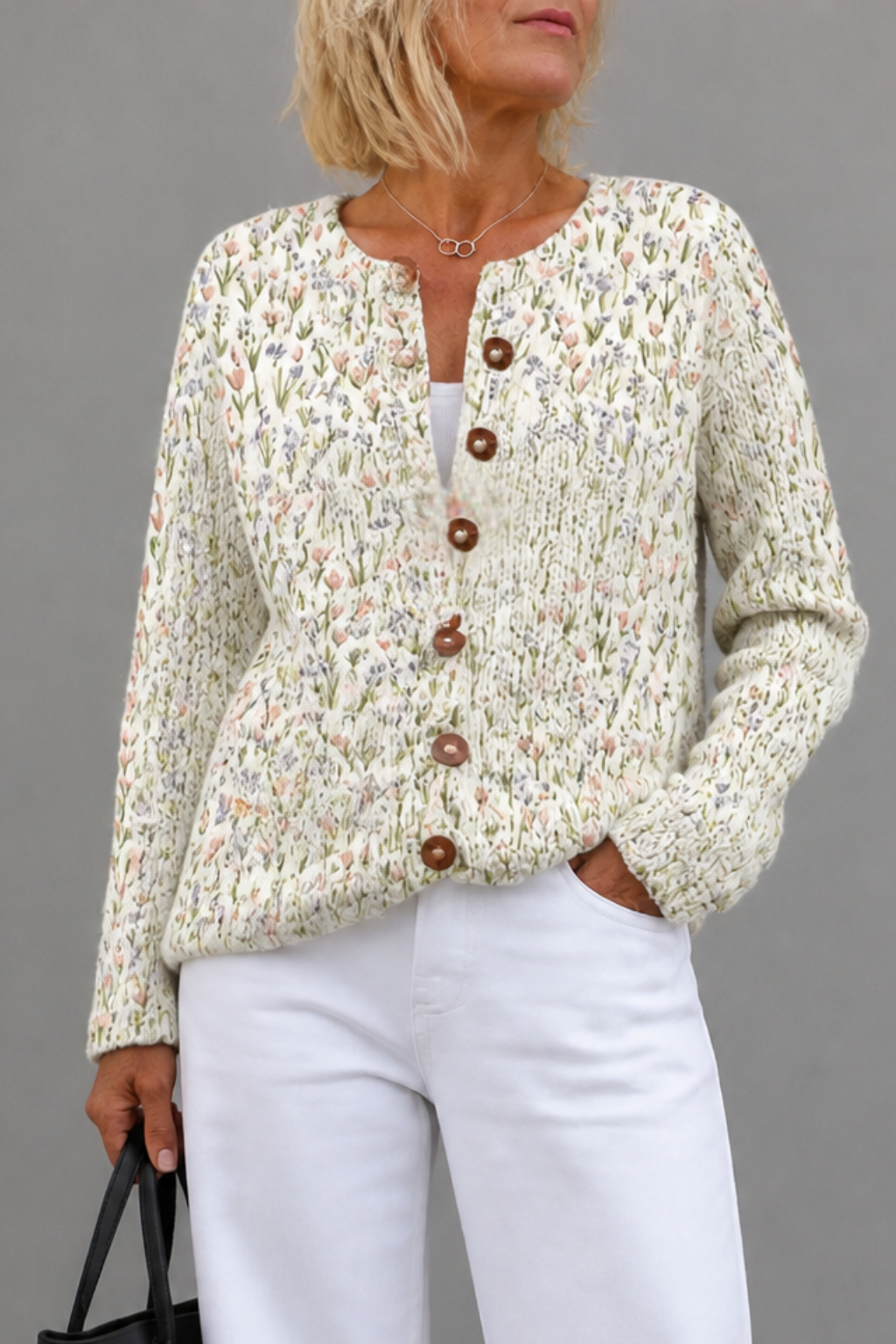 Strickjacke mit Blumenmuster