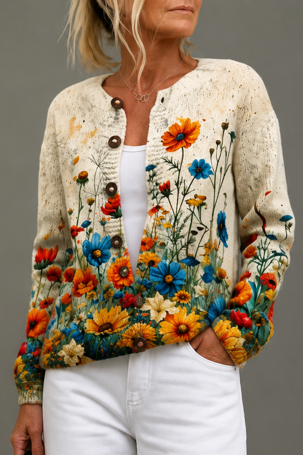 Strickjacke mit Blumenmuster