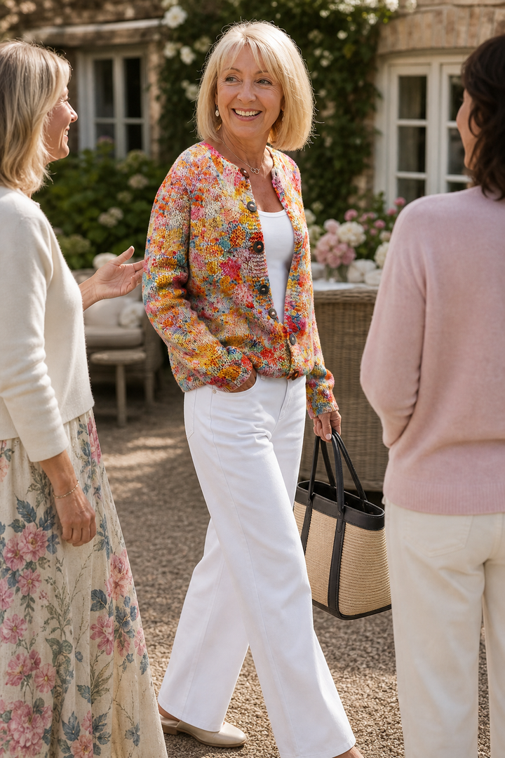 Strickjacke mit Blumenmuster