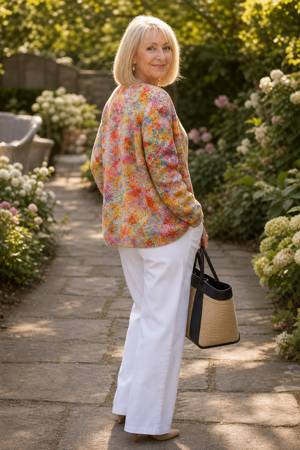 Strickjacke mit Blumenmuster