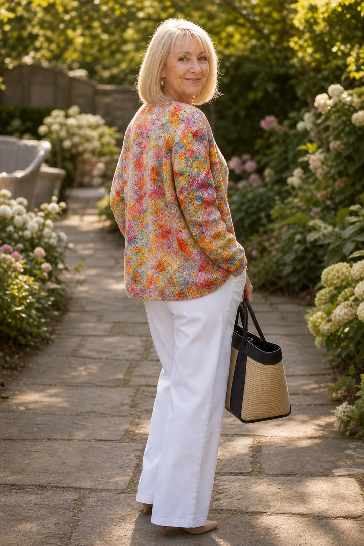 Strickjacke mit Blumenmuster
