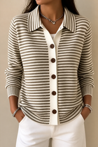 Gestreifter Strickcardigan mit offener Vorderseite