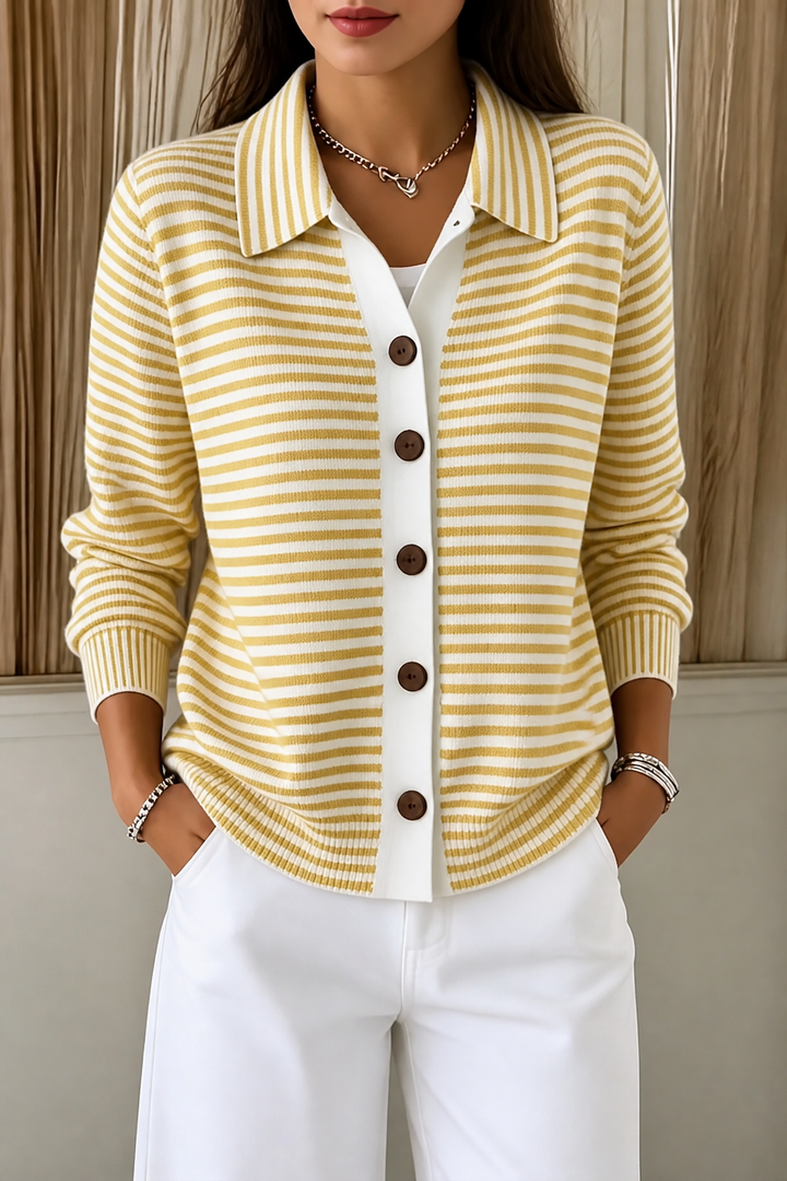 Gestreifter Strickcardigan mit offener Vorderseite