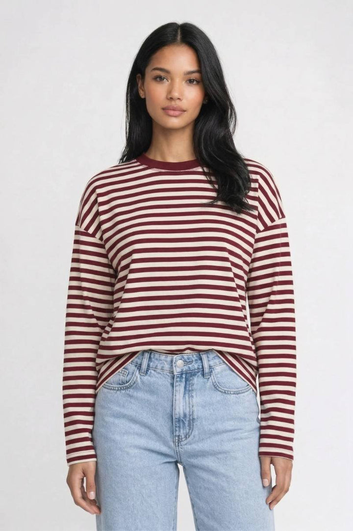 Gestreiftes Top Damen - Oversized | Lange Ärmel