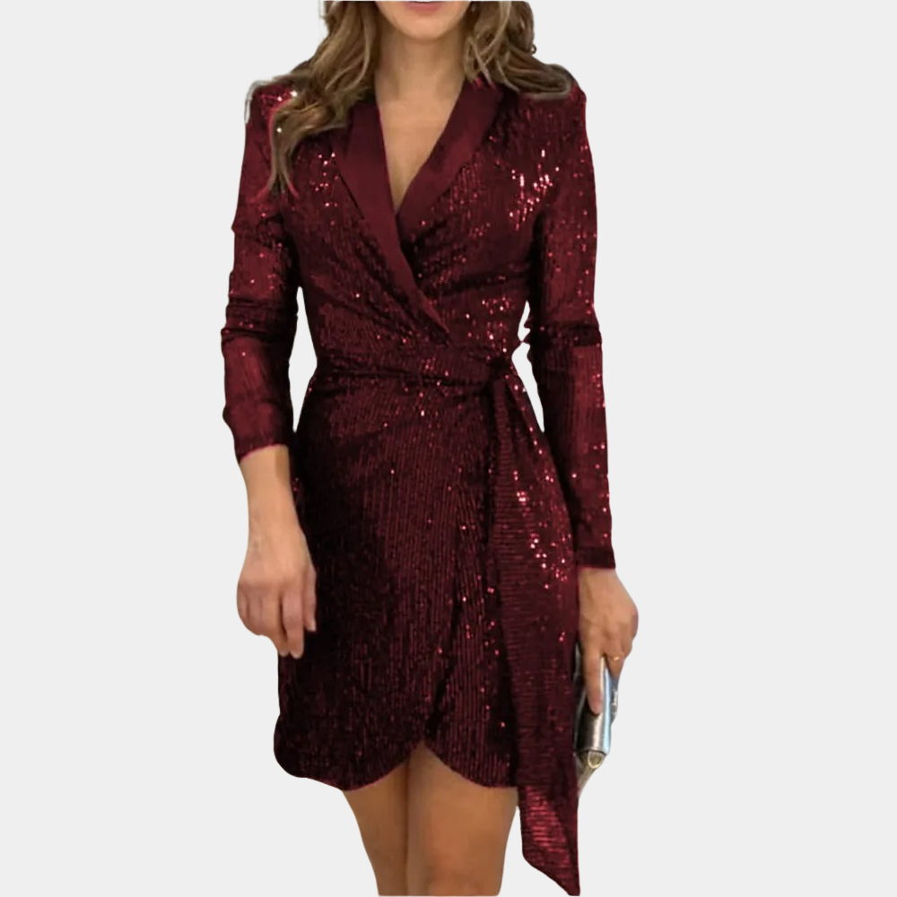 Odilia | Pailletten Blazerkleid mit Gürtel