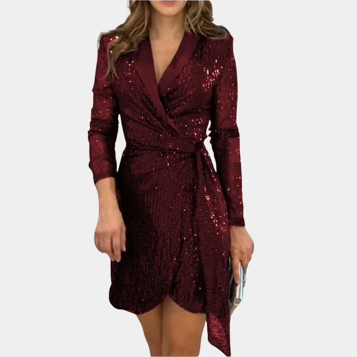 Odilia | Pailletten Blazerkleid mit Gürtel