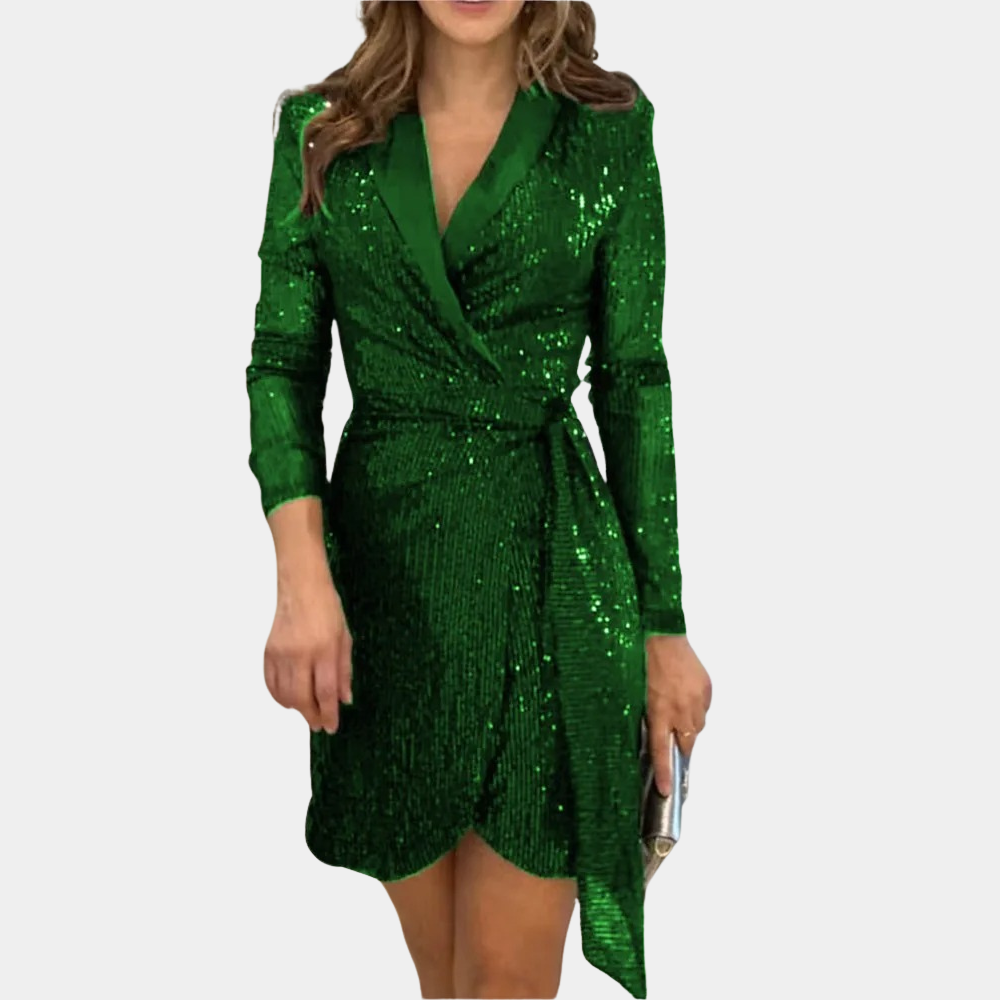 Odilia | Pailletten Blazerkleid mit Gürtel