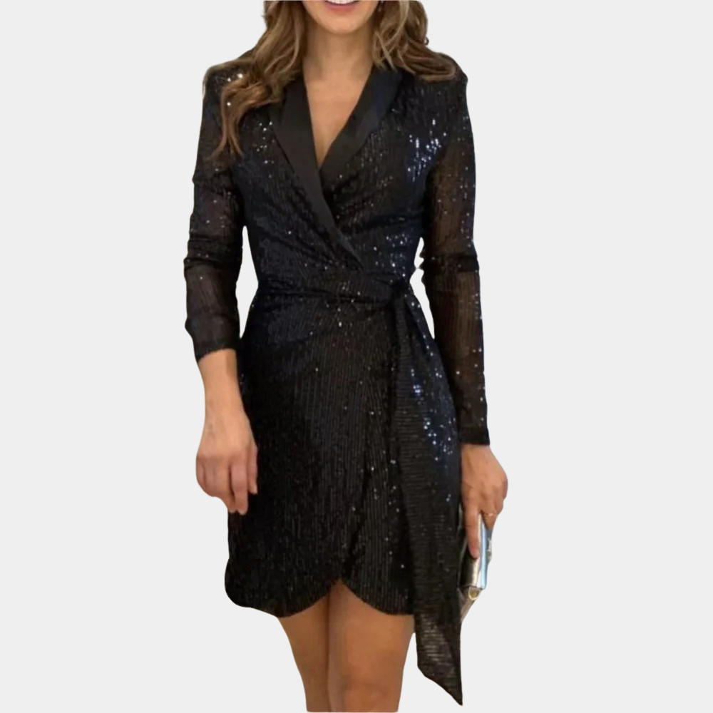 Odilia | Pailletten Blazerkleid mit Gürtel
