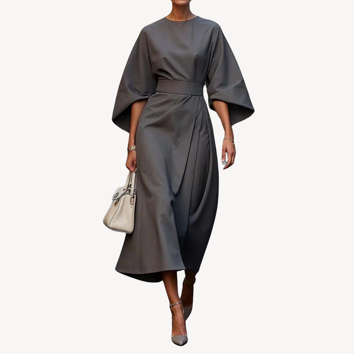 Bianca Baumwoll-Midi-Kleid für Damen mit Gürtel – elegantes Kleid mit A-Linien-Schnitt