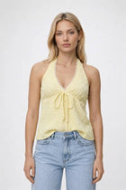 Halter Top Damen - Vintage | Schleifendetail V-Ausschnitt