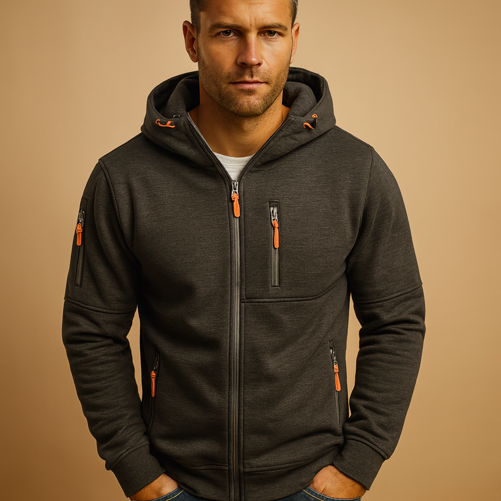 Herren Hoodie mit Reißverschluss und Kapuze Bequeme Passform