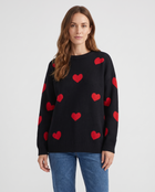 Elysia | Damen Strickpullover mit Rundhalsausschnitt und Herzmuster