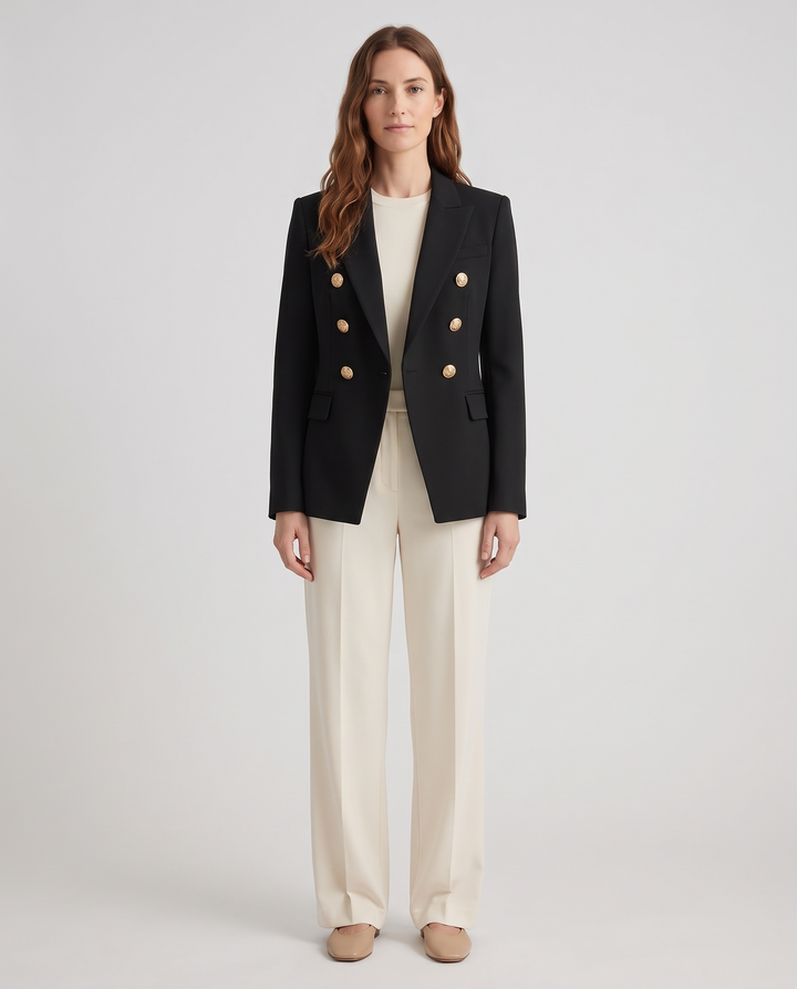 Rebecca | Damen-Doppelreiher-Blazer mit goldfarbenen Knöpfen