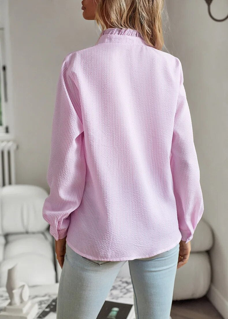 Elegante Bluse Damen langärmelig mit Knopfleiste
