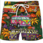 Schnelltrocknende Badeshorts mit Kordelzug Busmotiv