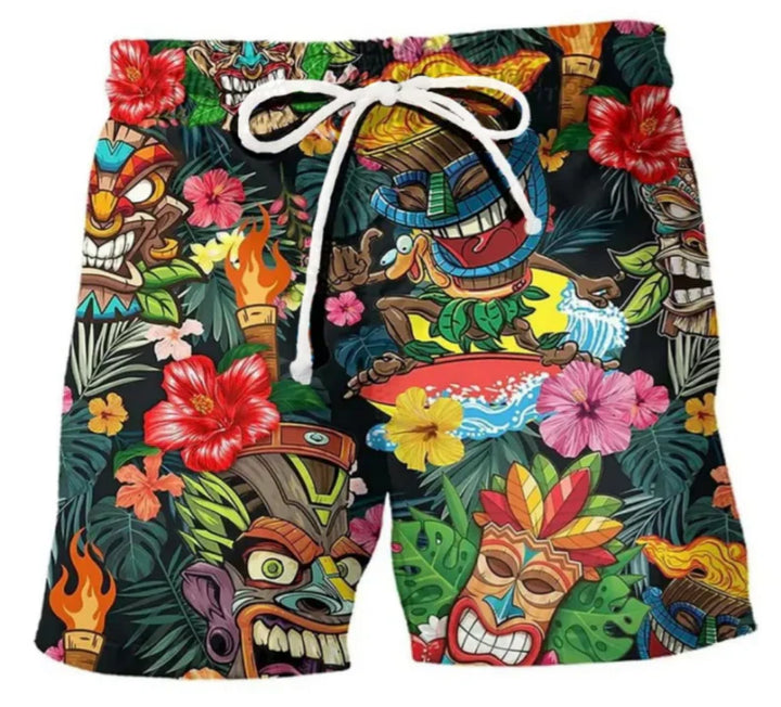 Schnelltrocknende Badeshorts mit Kordelzug Busmotiv