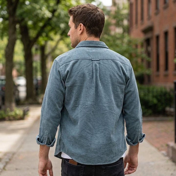 Herren Cordhemd mit Knopfleiste und Brusttasche