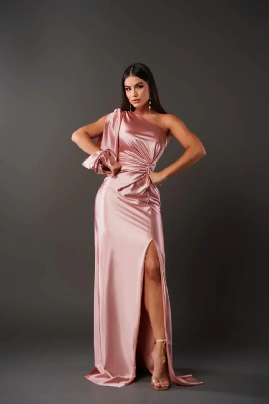 Isolde | Ein-Schulter Maxi Kleid mit Eleganter Spalte