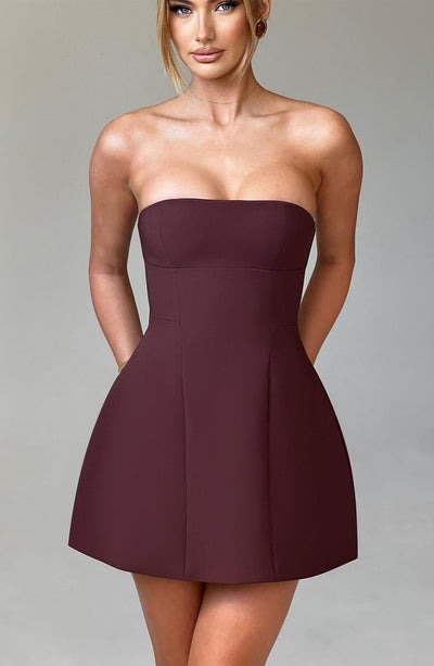 Sandra - Strapless Strukturiertes Korsett-Minikleid mit Taschen