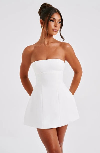 Sandra - Strapless Strukturiertes Korsett-Minikleid mit Taschen