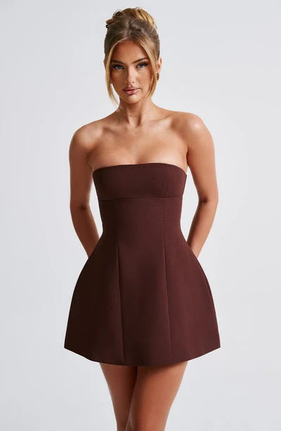 Sandra - Strapless Strukturiertes Korsett-Minikleid mit Taschen