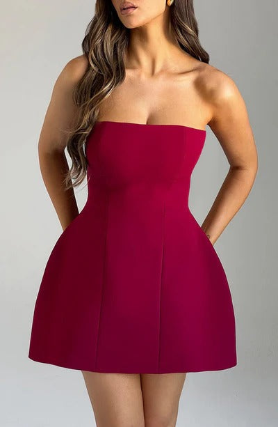 Sandra - Strapless Strukturiertes Korsett-Minikleid mit Taschen