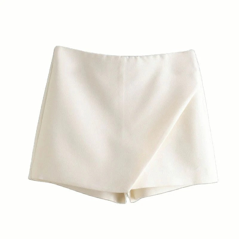 Asymmetrische Shorts-Rock mit seitlichem Reißverschluss für Frauen | Ideal für den Frühling