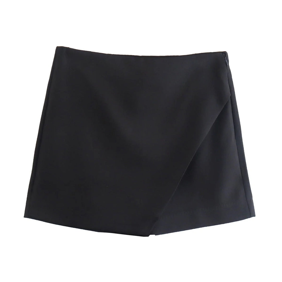 Asymmetrische Shorts-Rock mit seitlichem Reißverschluss für Frauen | Ideal für den Frühling